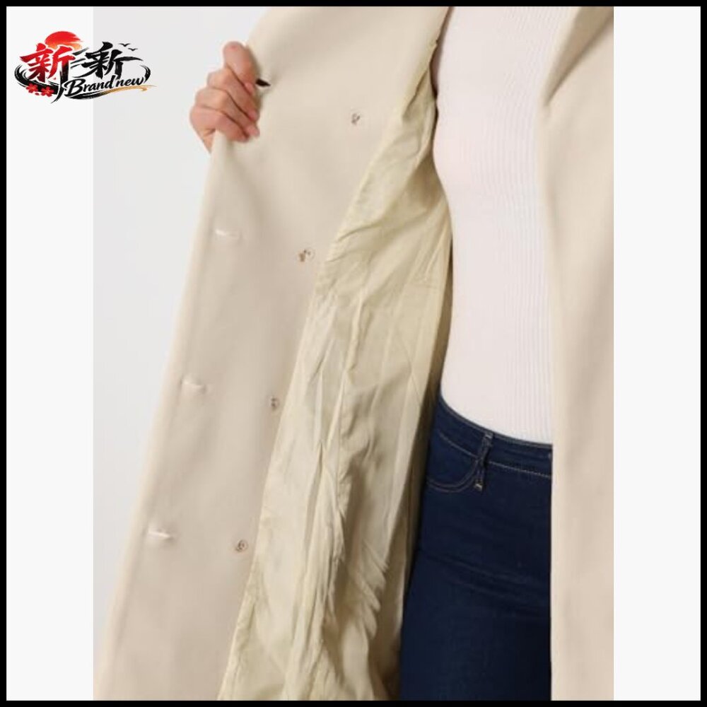 Polyester Winter Trench Coat Double Breasted Belt… - image 5